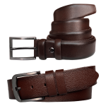 Hakiki Deri 2'li Kahverengi Set, 4,5 cm Kot Spor Kemer & 3,5 cm Kumaş Pantolon Kemeri