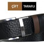 GODERİ HAKİKİ DERİ ÇİFT TARAFLI 4 CM KEMER SİYAH, KAHVERENGİ