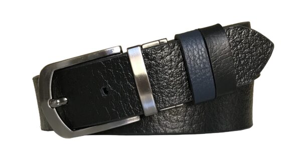 GODERİ HAKİKİ DERİ ÇİFT TARAFLI 4 CM KEMER SİYAH, LACİVERT - Görsel 2