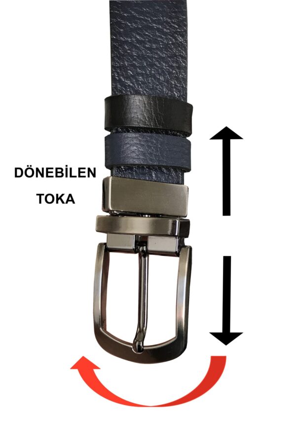 GODERİ HAKİKİ DERİ ÇİFT TARAFLI 4 CM KEMER LACİVERT, SİYAH - Görsel 6