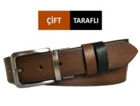 GODERİ HAKİKİ DERİ ÇİFT TARAFLI 4 CM KEMER; KAHVERENGİ, SİYAH