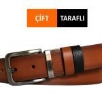 GODERİ HAKİKİ DERİ ÇİFT TARAFLI 4 CM KEMER; TABA, SİYAH