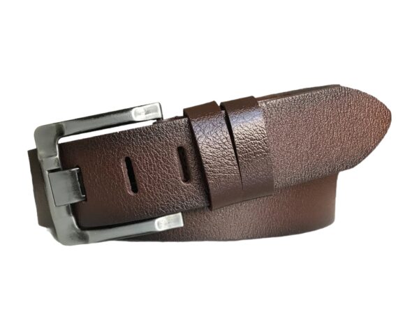%100 Hakiki Kaliteli Deri 2'li Set 4.5 cm Geniş Dilli Kot, Spor Kemer; Siyah, Koyu Kahverengi - Görsel 4