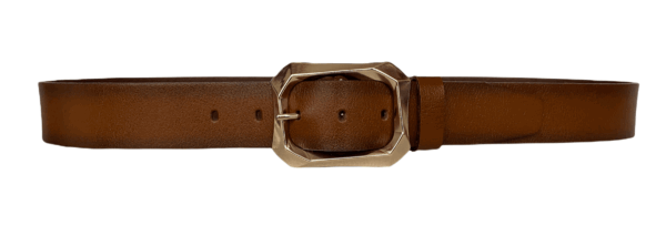 %100 Hakiki Deri, Gold Tokalı Kahverengi Kadın Kot Kemeri 4 cm - Görsel 3
