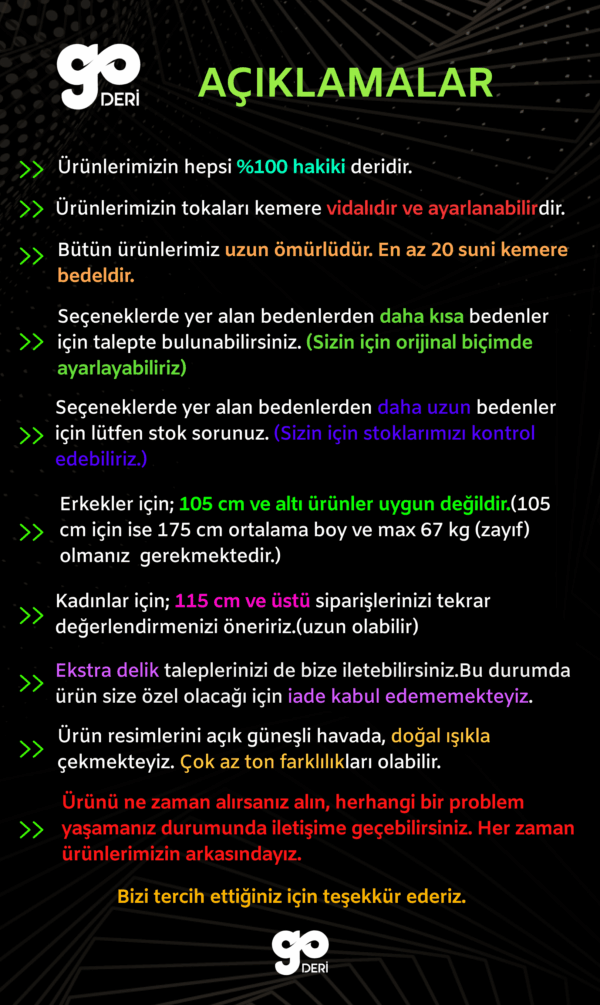 %100 Hakiki Kaliteli Deri 4.5 cm Geniş Dilli Siyah Kot, Spor Kemer - Görsel 8