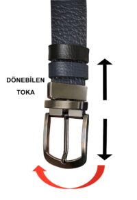 GODERİ HAKİKİ DERİ ÇİFT TARAFLI 4 CM KEMER; TABA, SİYAH - Görsel 5