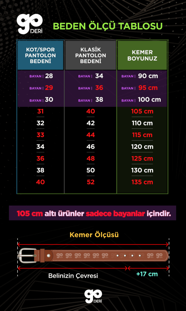 Hakiki Deri Orta Baskılı Lacivert Kot Spor Kemer 4,5 cm - Görsel 5