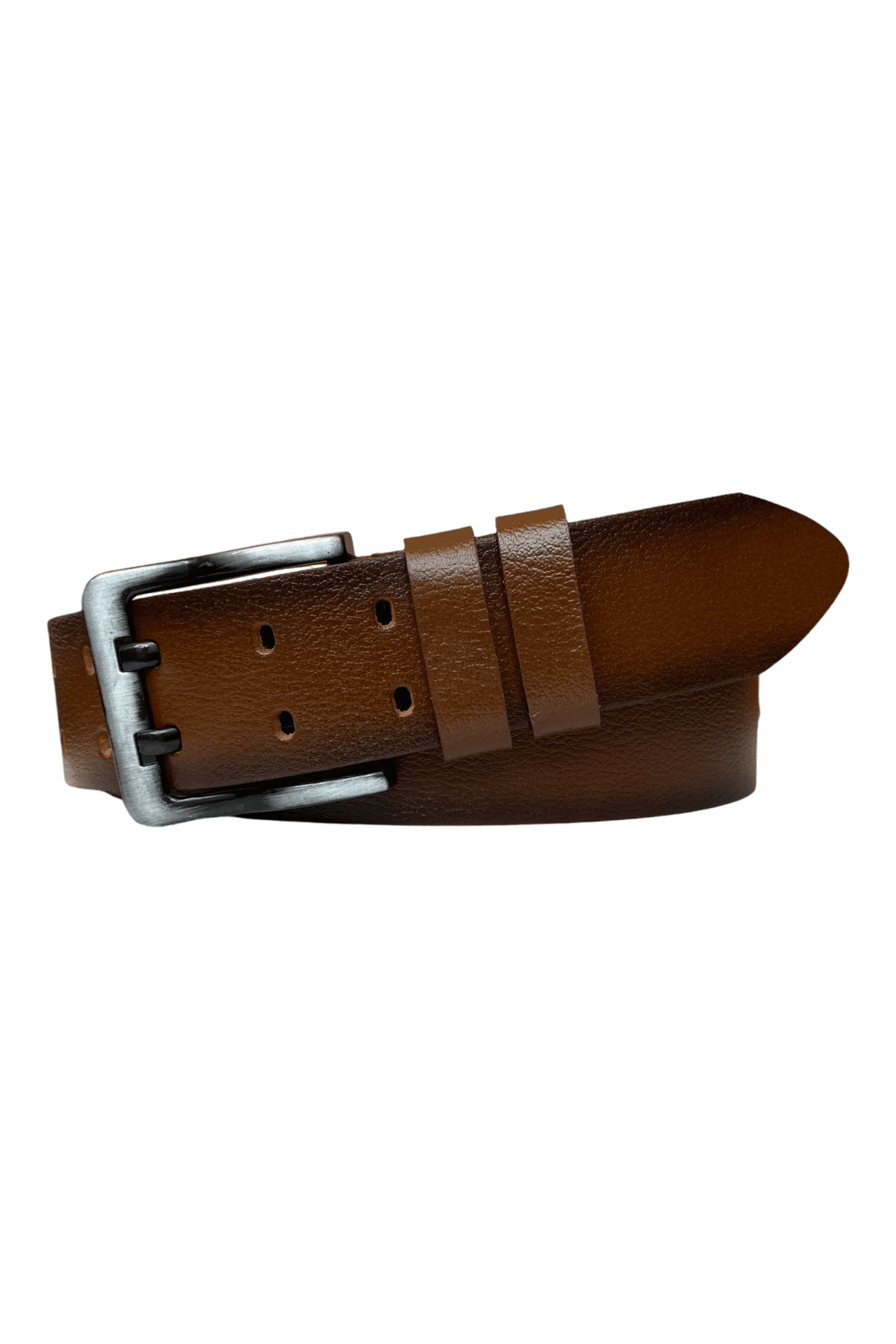 resized %100 Hakiki Deri, Çift Dilli Kahverengi 4.5 cm Tek Parça Kot, Spor Kemer - Görsel 1