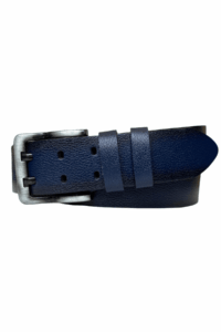 %100 Hakiki Deri, Çift Dilli Lacivert 4.5 cm Tek Parça Kot, Spor Kemer