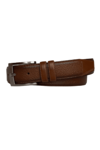 %100 Hakiki Kaliteli Deri, Dikişli Kahverengi Klasik, Kumaş Pantolon Kemeri 3.5 cm - Görsel 4