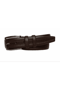 %100 Hakiki Kaliteli Deri, Orta Baskılı Kahverengi Klasik, Kumaş Pantolon Kemeri 3.5 cm - Görsel 3