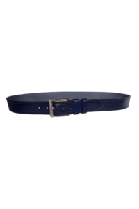 %100 Hakiki Deri Çİft Dikiş Baskı Desenli PREMIUM, Lacivert Kot Spor Kemer, 4.5 cm - Görsel 4
