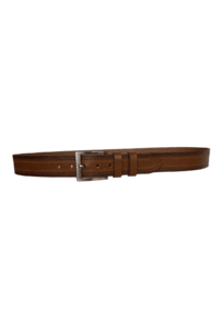 %100 Hakiki Deri Desenli PREMIUM, Kahverengi Kot Spor Kemer, 4.5 cm - Görsel 4