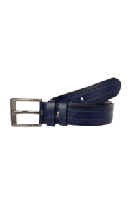 %100 Hakiki Deri Desenli PREMIUM, Lacivert Kot Spor Kemer, 4.5 cm - Görsel 2