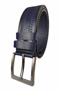 %100 Hakiki Deri Desenli PREMIUM, Lacivert Kot Spor Kemer, 4.5 cm - Görsel 3