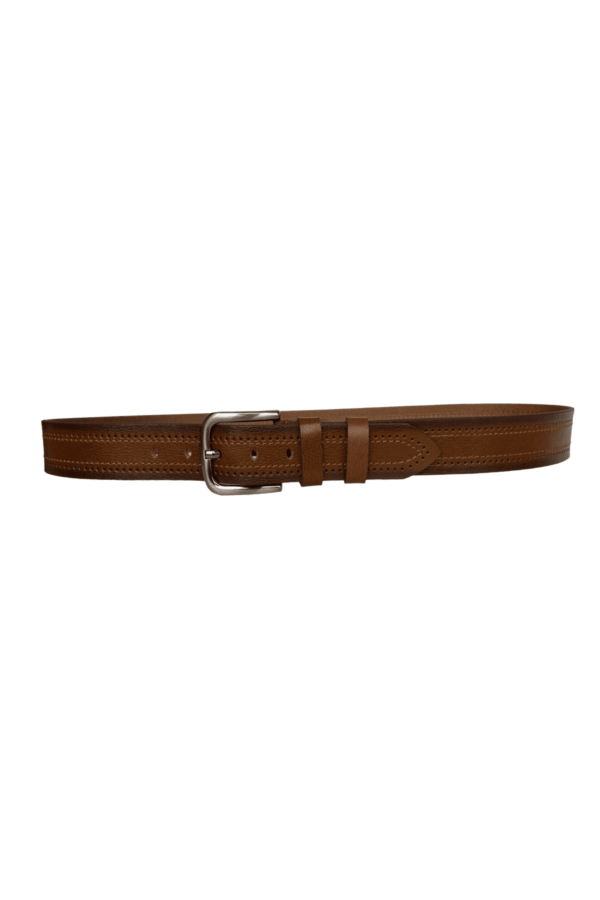 %100 Hakiki Deri Desenli PREMIUM, Taba Kot Spor Kemer, 4.5 cm - Görsel 4