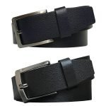 Hakiki Deri 2'li Set 4 cm Kemer Siyah, Lacivert