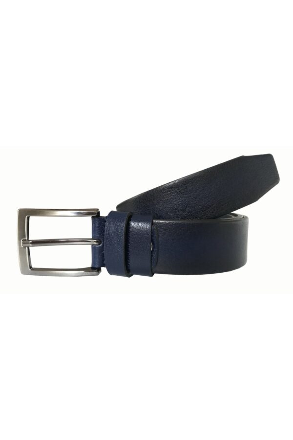Hakiki Deri 2'li Süper Set Siyah, Lacivert Kumaş Kemeri 3.5 cm - Görsel 3