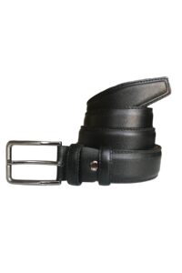 Hakiki Kaliteli Deri 2'li Set, Dikişli Klasik Kumaş Pantolon Kemeri; Siyah, Taba 3,5 cm - Görsel 2