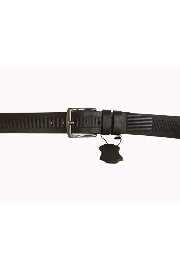 Hakiki Deri Desenli Kahverengi Kot Kemeri 4.5 cm - Görsel 4