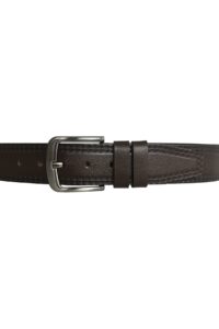 HAKİKİ DERİ ÇİFT DİKİŞ DESENLİ KAHVERENGİ KOT KEMERİ 4.5 CM - Görsel 2