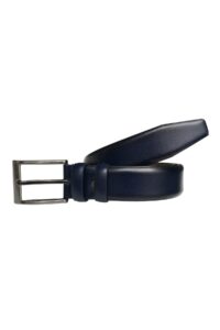 Hakiki Deri Lacivert Klasik Kumaş Kemeri, 3,5 cm - Görsel 2