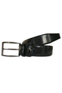 Hakiki Deri Desenli Siyah Rugan Klasik Kumaş Pantolon Kemeri 3.5 cm - Görsel 2
