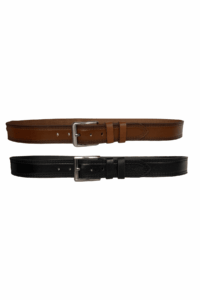 %100 Hakiki Deri Çİft Dikiş Baskı Desenli PREMIUM, 2'li Set Siyah, Kahverengi Kot Spor Kemer, 4.5 cm - Görsel 4