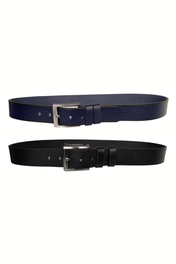 %100 Hakiki Deri PREMIUM, 2'li Set Siyah, Lacivert Kot Spor Kemer, 4.5 cm - Görsel 4