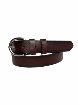 %100 Hakiki Deri Gümüş Tokalı Bordo İnce Kadın Kemeri, 3cm