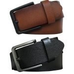 %100 Hakiki Kaliteli Deri 2'li Set 4.5 cm Kot, Spor Kemer Siyah, Taba