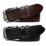 %100 Hakiki Deri, Çift Dilli 2'li Set 4.5 cm Tek Parça Kot,Spor Kemer Siyah, Koyu Kahverengi