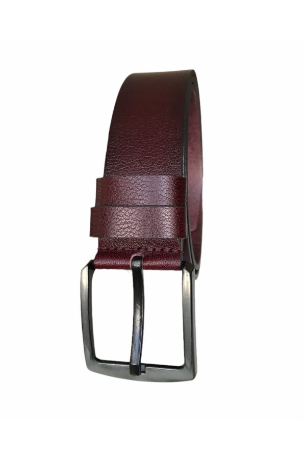 %100 Hakiki Kaliteli Deri 4.5 cm Bordo Kot, Spor Kemer - Görsel 2