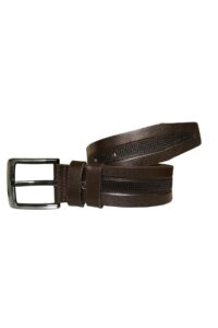 Hakiki Deri Orta Baskılı Kahverengi Kot Spor Kemer 4,5 cm - Görsel 2