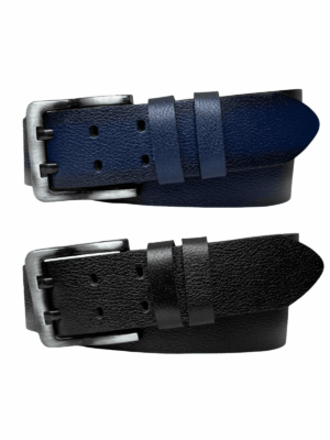 %100 Hakiki Deri, Çift Dilli 2’li Set 4.5 cm Tek Parça Kot,Spor Kemer Siyah, Lacivert