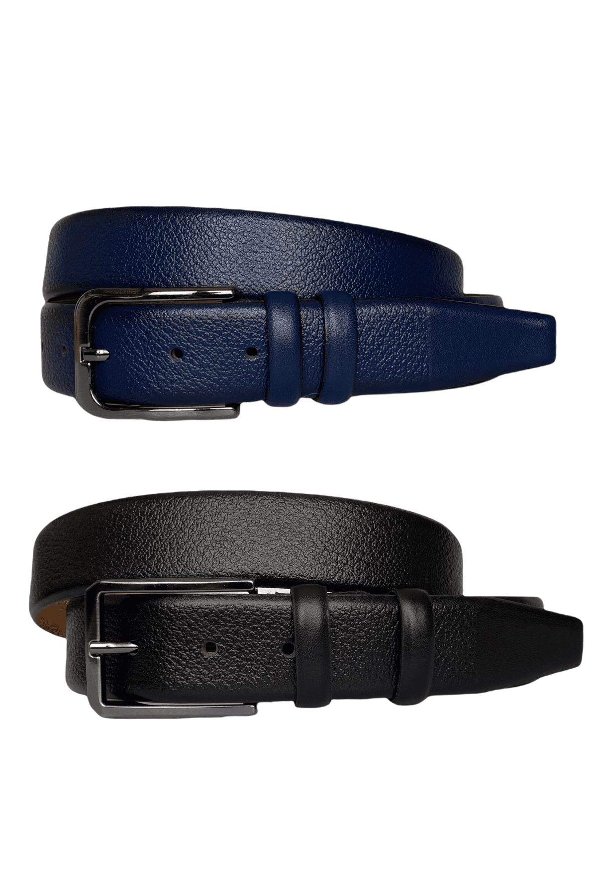 resized %100 Hakiki Deri 2'li Set 3,5 cm Kumaş Pantolon Kemeri; Siyah, Lacivert - Görsel 1
