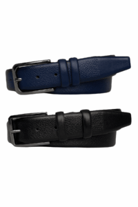 %100 Hakiki Deri 2'li Set 3,5 cm Kumaş Pantolon Kemeri; Siyah, Lacivert - Görsel 2