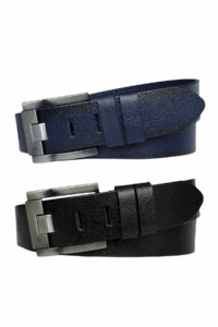 %100 Hakiki Deri 2'li Geniş Dilli Set Siyah, Lacivert 4.5 cm Kot, Spor Kemer