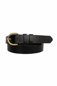 %100 Hakiki Deri Gold Tokalı Siyah Baskılı İnce Kadın Kemeri, 3cm