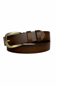 %100 Hakiki Deri Gold Tokalı Kahverengi İnce Kadın Kemeri, 3 cm