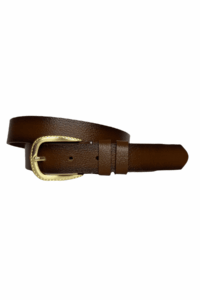 %100 Hakiki Deri Gold Tokalı Kahverengi İnce Kadın Kemeri, 3 cm - Görsel 2