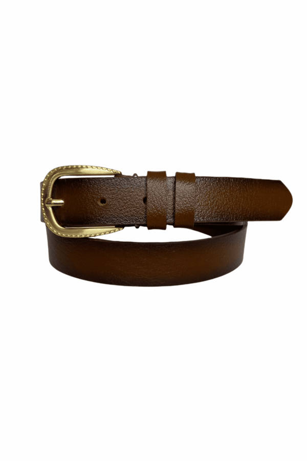 %100 Hakiki Deri Gold Tokalı Kahverengi İnce Kadın Kemeri, 3 cm - Görsel 3