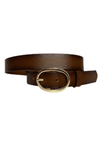 %100 Hakiki Deri Gold Oval Tokalı Kahverengi İnce Kadın Kemeri, 3 cm - Görsel 2