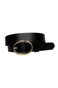%100 Hakiki Deri Gold Oval Tokalı Siyah İnce Kadın Kemeri, 3 cm - Görsel 3