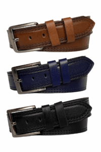 %100 Hakiki Deri Desenli PREMIUM, 3'lü Set Siyah, Kahverengi, Lacivert Kot Spor Kemer, 4.5 cm