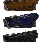 %100 Hakiki Deri Desenli PREMIUM, 3'lü Set Siyah, Lacivert, Taba Kot Spor Kemer, 4.5 cm