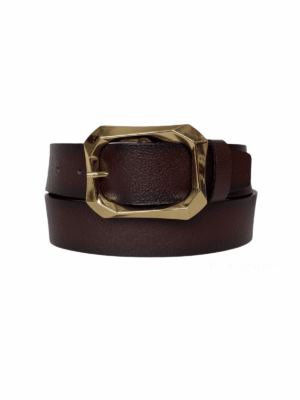 %100 Hakiki Deri, Gold Tokalı Bordo Kadın Kot Kemeri 4 cm