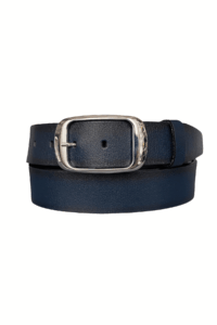 %100 Hakiki Deri, Parlak Gümüş Tokalı Lacivert Kadın Kot, Spor Kemer 4 cm - Görsel 2