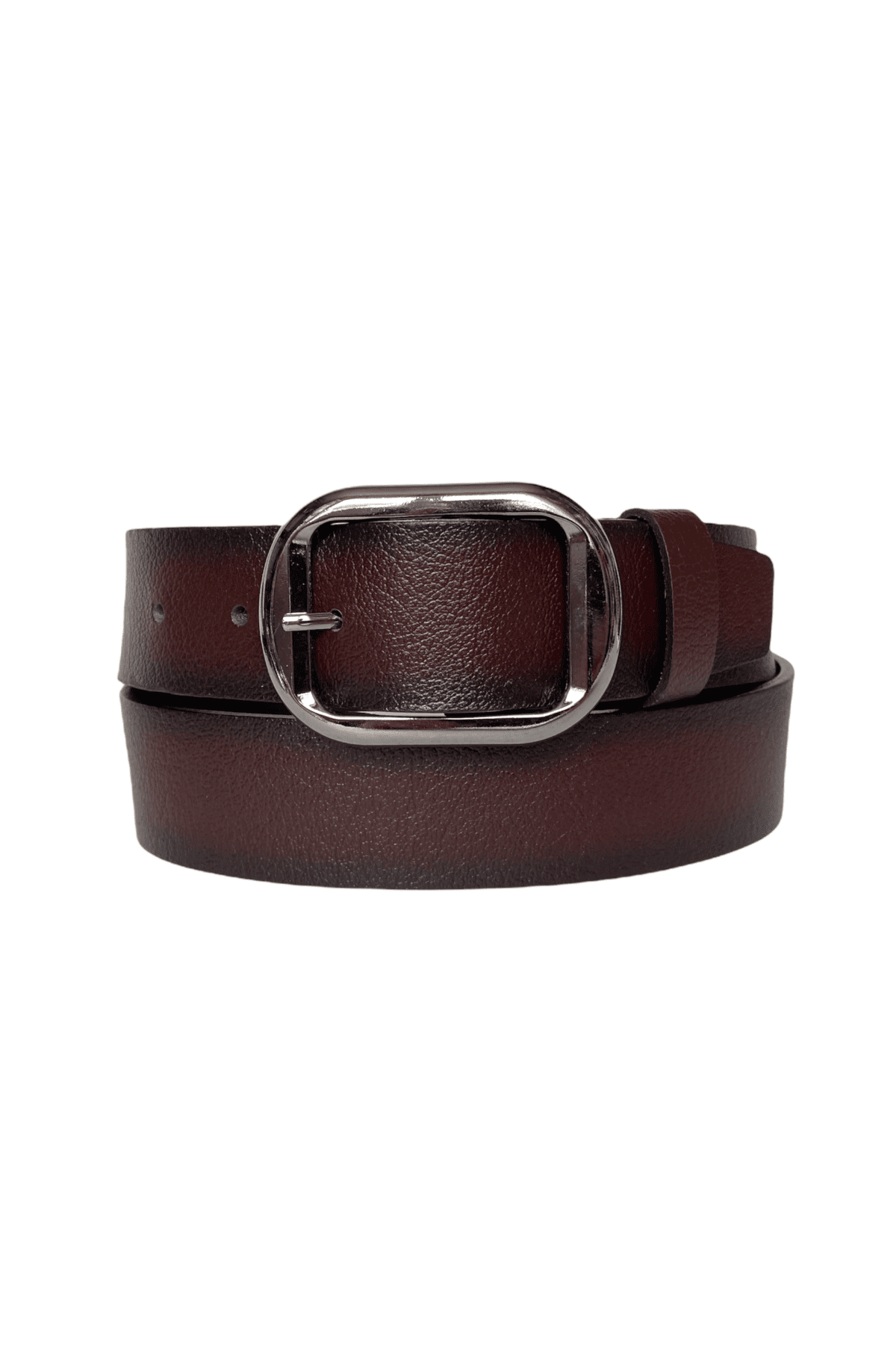 resized %100 Hakiki Deri, Siyah Nikel Tokalı Bordo Kadın Kot Kemeri 4 cm - Görsel 1