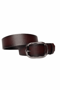 %100 Hakiki Deri, Siyah Nikel Tokalı Bordo Kadın Kot Kemeri 4 cm - Görsel 2